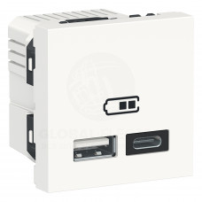 Двойная USB розетка A+C белый