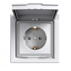 Розетка IP44 С Крышкой, С Заземлением, С Защитными Шторками, Белая Asfora