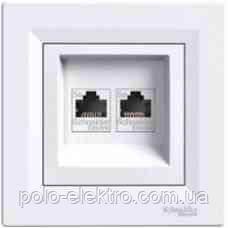 Розетка компьютерная RJ45 кат.5е UTP двойная белая Asfora Schneider Electric Розетка компьютерная RJ45 кат.5е UTP двойная белая Asfora Schneider Electric
