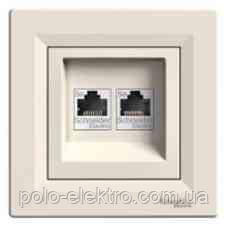 Розетка компьютерная RJ45 кат.5е UTP двойная кремовая Asfora Schneider Electric Розетка компьютерная RJ45 кат.5е UTP двойная кремовая Asfora Schneider Electric
