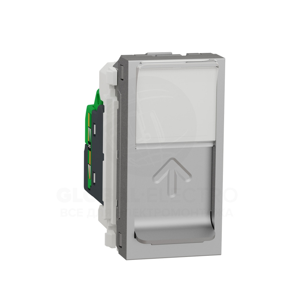 Розетка компьютерная RJ45, одинарная категория 5 UTP, 1 модуль, алюминий