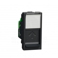 Розетка компьютерная RJ45, одинарная, категория 5 UTP, 1 модуль, антрацит Розетка компьютерная RJ45, одинарная, категория 5 UTP, 1 модуль, антрацит