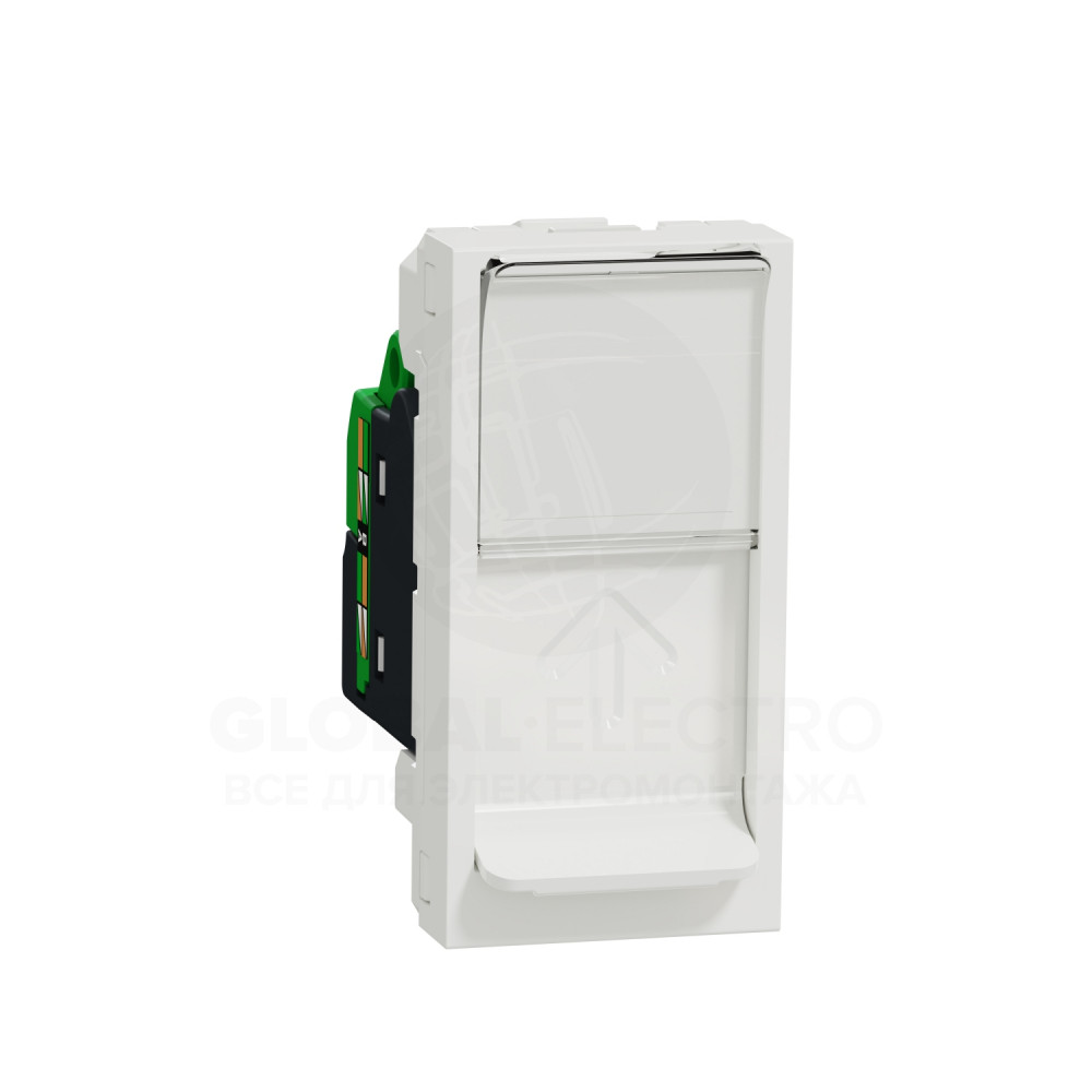Розетка компьютерная RJ45, одинарная категория 6 STP, 1 модуль белый