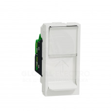 Розетка компьютерная RJ45, одинарная категория 6 STP, 1 модуль белый Розетка компьютерная RJ45, одинарная категория 6 STP, 1 модуль белый