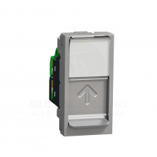 Розетка компьютерная RJ45, одинарная категория 6 UTP, 1 модуль алюминий Розетка компьютерная RJ45, одинарная категория 6 UTP, 1 модуль алюминий