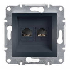 Розетка компьютерная RJ45 UTP КАТ. 5Е двойная антрацит Asfora Schneider Electric Розетка компьютерная RJ45 UTP КАТ. 5Е двойная антрацит Asfora Schneider Electric
