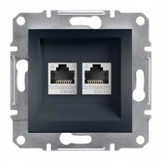 Розетка Компьютерная Rj45 Utp Кат.6 Двойная Asfora Антрацит Розетка Компьютерная Rj45 Utp Кат.6 Двойная Asfora Антрацит
