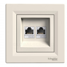Розетка Компьютерная Rj45 Utp Кат.6 Двойная Крем Asfora Розетка Компьютерная Rj45 Utp Кат.6 Двойная Крем Asfora