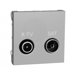 Розетка R-TV SAT проходная, 2 модуля алюминий