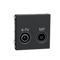 Розетка R-TV SAT проходная, 2 модуля антрацит