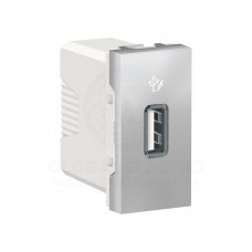 Розетка USB 1 модуль алюминий