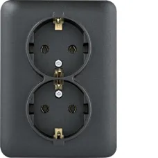 Розетка Hager Lumina з заземленням подвійна чорна WL1253