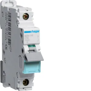 Автоматичний вимикач Hager NCN116 16 А, 1п, С, 6 kA, 1м
