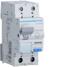 Диференційний автомат Hager 1P+N 6kA C 40A 30mA A ADA990D