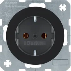 Розетка Berker R.1/R.3/R.8 з заземленням чорна 47432045