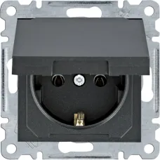 Розетка Hager Lumina з заземленням з кришкою чорна WL1153