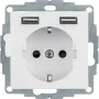 Розетка Berker S.1/B.3/B.7 с заземлением + 2 USB 2.4A полярная белизна 48038989