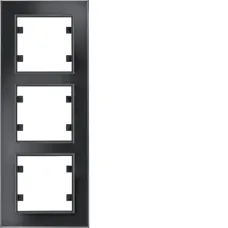 Рамка тримісна вертикальна Hager Lumina Passion чорне скло WL9131