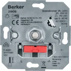 Поворотний димер Berker ЛН/ВВГЛ 20-200Вт LED 3-40Вт 2909