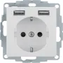 Розетка Berker S.1/B.3/B.7 с заземлением + 2 USB 2.4A белая 48038982