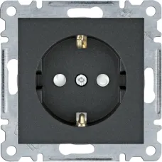 Розетка Hager Lumina з заземленням з захисними шторками чорна WL1063