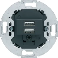 Механізм подвійної USB-розетки Berker R.classic/1930/Glas чорний 260215