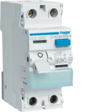 Пристрій захисного відключення Hager 2P 6kA 25A 30mA A CDA225D