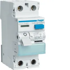 Пристрій захисного відключення Hager 2P 6kA 16A 30mA A CDA216D