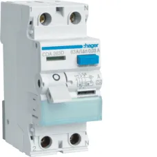 Пристрій захисного відключення Hager 2P 6kA 63A 30mA A CDA263D