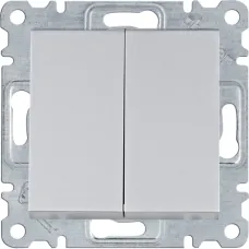 Вимикач двоклавішний Hager Lumina срібний WL0042