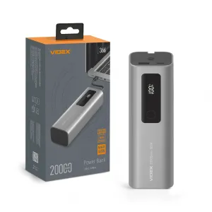 Повербанк 20000mAh VIDEX VPB-366 165W PD100W +Display (VPB-366-G)