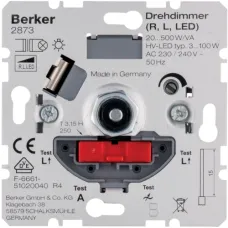Поворотно-нажимний димер Berker "Soft" для LED/КЛЛ 3-100Вт та інші лампи 20-500Вт 2873