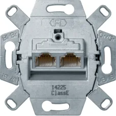 Механізм подвійної восьмиконтактної комп'ютерної розетки Berker RJ45 Cat. 6a UAE клас E 455501