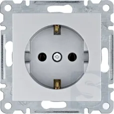 Розетка Hager Lumina з заземленням з захисними шторками срібна WL1062