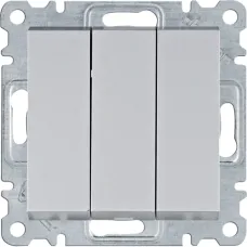 Вимикач триклавішний Hager Lumina срібний WL0072