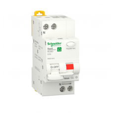Диференціальний автоматичний вимикач Resi9 Schneider Electric 10 A, 10 мА, 1P + N, 6ka, крива C, тип A