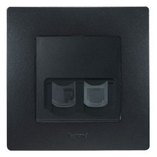 Розетка компьютерная RJ45 UTP 5-категория + телефонная RJ12, Легранд – «Этика» цвет «антрацит»