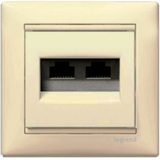 Розетка компьютерная 2xRJ45 UTP кат.5e Valena 774131 «слоновая кость»