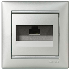 Розетка компьютерная STP 1xRJ45 кат. 6e Valena 770244 «алюминий»