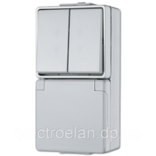 SCHUKO®-розетка 16 A / 250 B ~ з двухклавишным вимикачем 10 A / 250 B ~ 675W