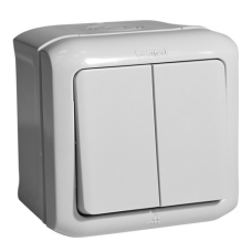 Переключатель 2-клавишный IP44 10A «серый»