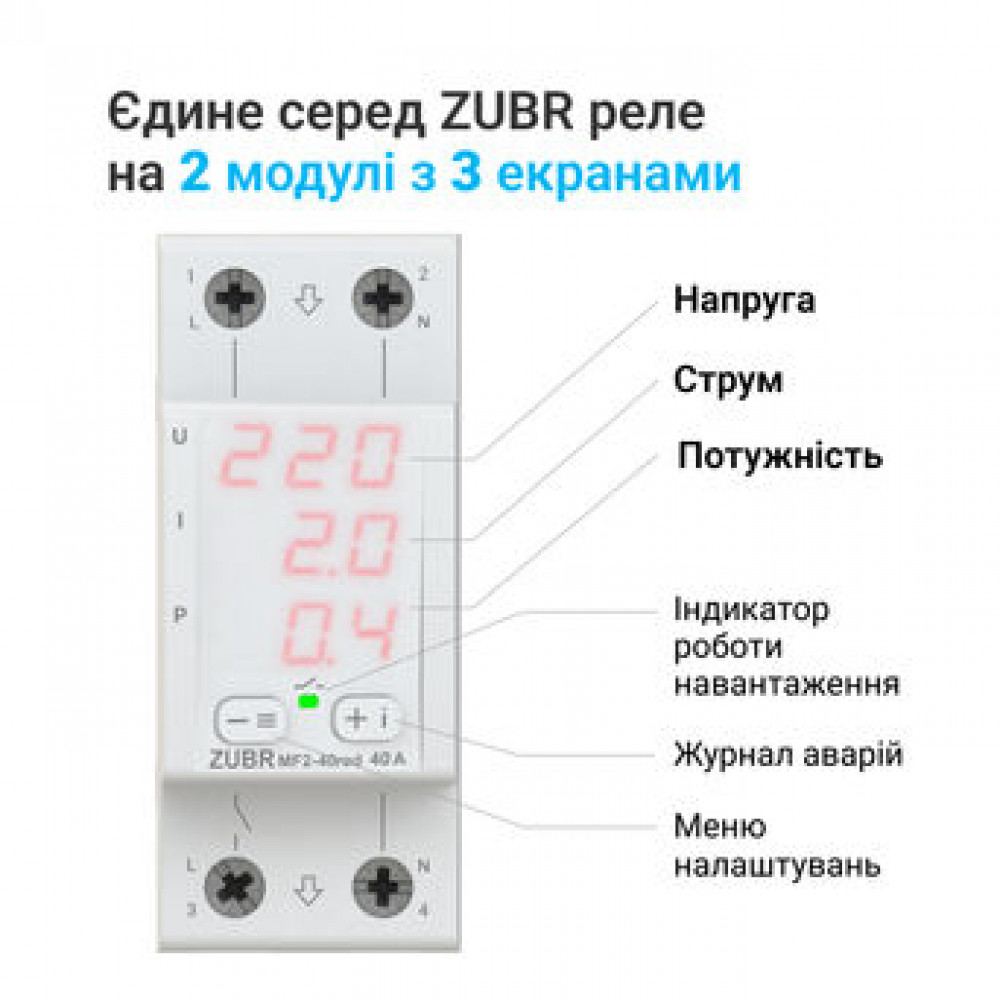 Мультифункціональне реле ZUBR MF2-40 red