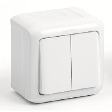 Виключатель 2-клавишный IP44 10A, цвет «белый»