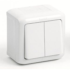 Переключатель 2-клавишный IP44 10A цвет «белый»