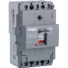 Силовий автоматичний вимикач Hager x160, In=63А, 3п, 18kА