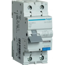 Диференціальний автоматичний вимикач Hager 1+N, 10A, 30 mA, С, 6 kА, A, 2м