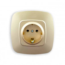 Розетка Horoz Electric одинарна з заземленням золото ELA