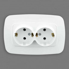 Розетка Horoz Electric подвійна з заземленням біла ELA