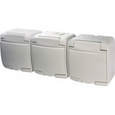 Розетка ETI 3-ая с з/к Schuko RHE-3s (біла/біла кришка IP54)