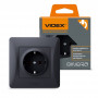 Розетка VIDEX одинарная с заземлением BINERA черный графит IP20